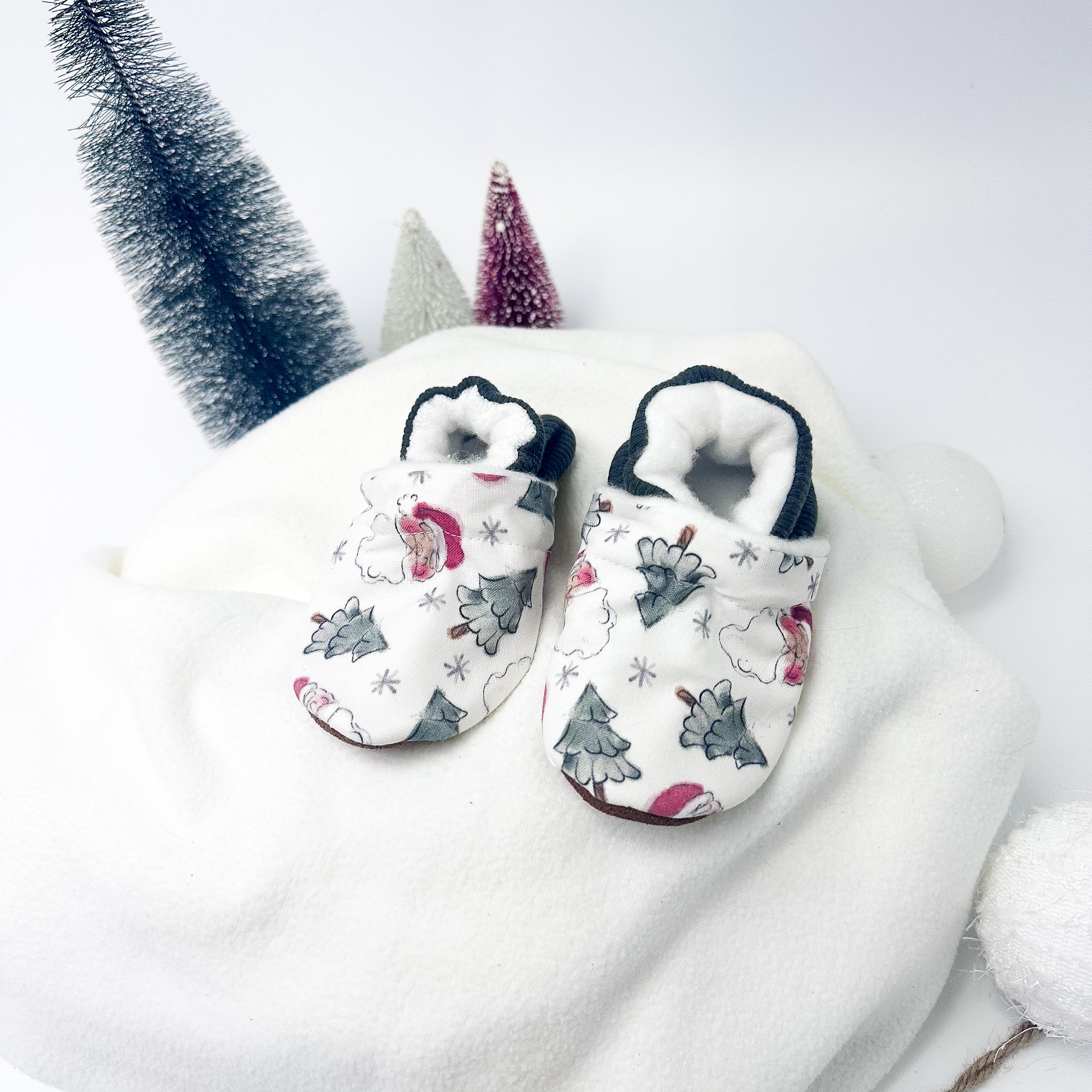 Muted Santas & Trees - Moccs