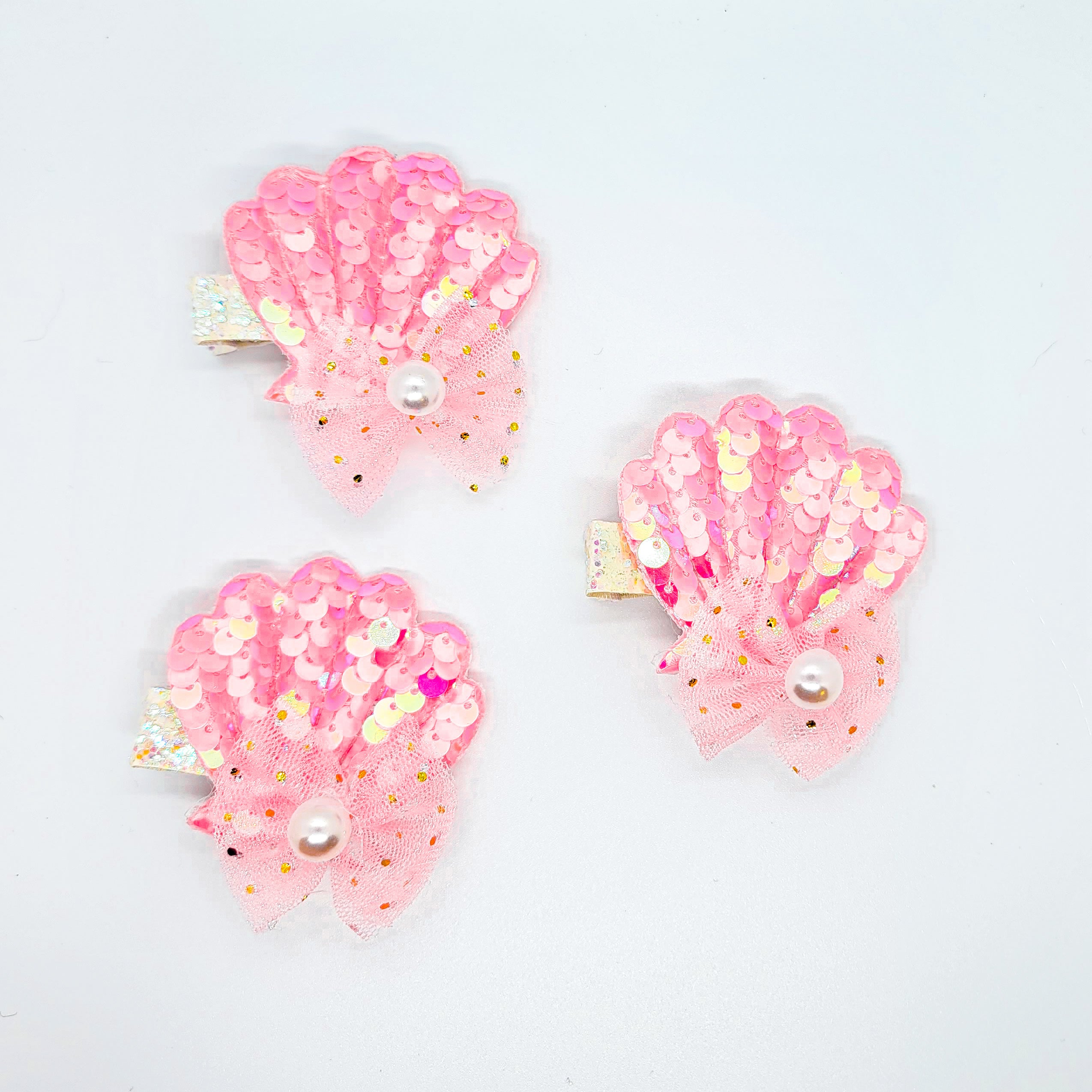 Glitter Seashell Clips