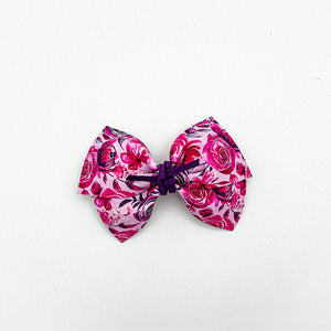 Purple & Pink Floral Pinch Bow