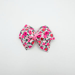 Pink Floral Pinch Bow
